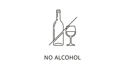 No Alcohol Sign Illustrating Prohibition Concept, Simple Design with Dark Background