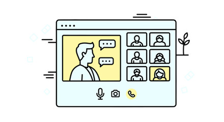 Online Meeting Communication And Distance Conference Vector Illustration Concept