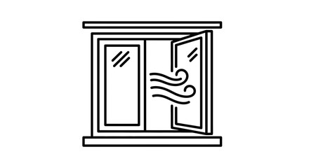 Open Window Suggesting Freshness and Ventilation Depicting Wind and Airflow Minimalist Style
