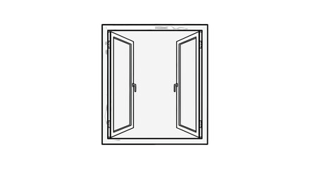 Open Windows Concept Of Modern Design Against Black Background minimal drawing