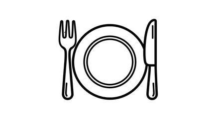 Minimalistic White Dining Set Silhouetted On Black Background Ready For Consumption