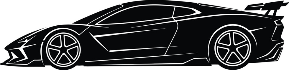 Sleek Modern Sports Car Silhouette with Aerodynamic Curves