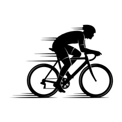 Obraz premium Silhouette of a cyclist riding fast on a racing bike