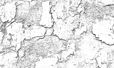 Grunge Background Black and white cracked textured surface with rough granular details isolated on a transparent background