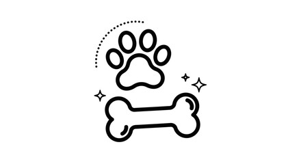 Paw Print And Bone Symbolic Of Pet Care And Companionship Abstract Design
