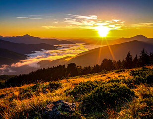 Majestic Sunrise Mountain Landscape