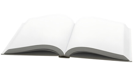 Open book with blank pages isolated on transparent background for writing or drawing