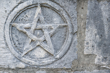 Pentagram Carved in Stone