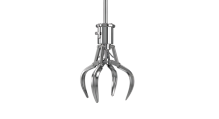 Metal claw grabber tool isolated on transparent background