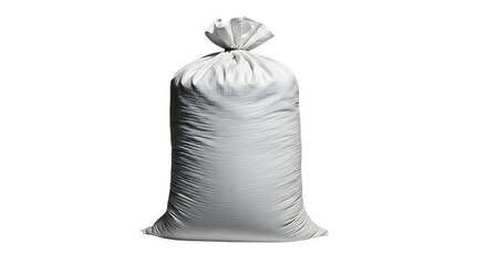 Full white sandbag isolated on transparent background, ready for flood protection
