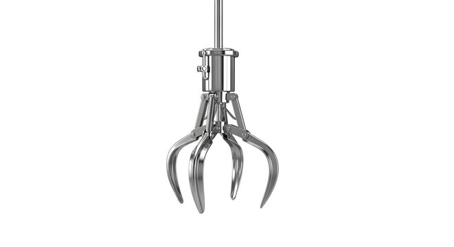 Metal claw grabber tool isolated on transparent background