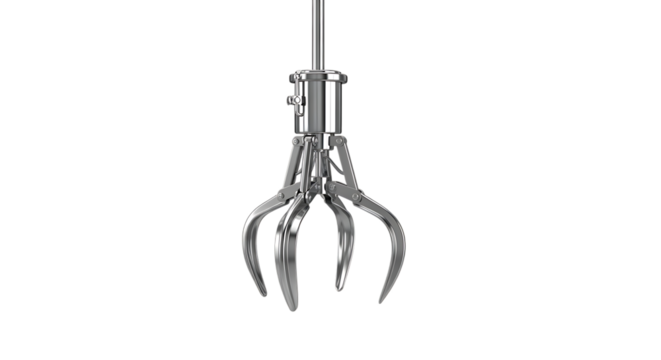 Metal claw grabber tool isolated on transparent background