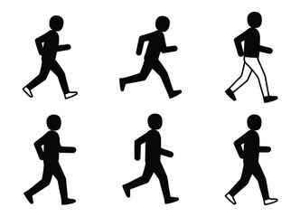 Bold Silhouette Stick Figure Icons Representing Dynamic Human Movement