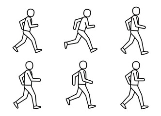 Collection of Stick Figure Icons Representing Movement and Human Activity