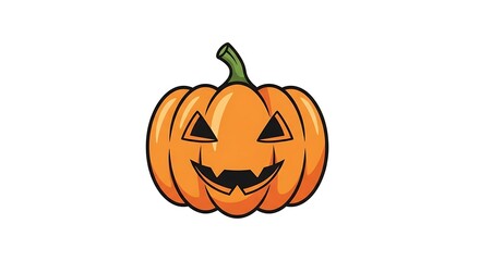 Isolated on white background, a cartoon illustration of a jackolantern with a big smile, perfect for halloween decorations and festive designs