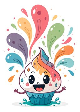 A colorful weirdo on a white background. Bright spots