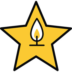 Star with Flame Icon yellow black outline symbol fire shape design vector illustration graphic abstract