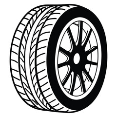 Fototapeta premium Automotive Wheel and Tire Profile Showing Detailed Tread Pattern Illustration