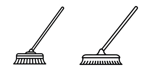 Duo of Angled Floor Brushes Household Scrubbing and Cleaning Equipment Graphics