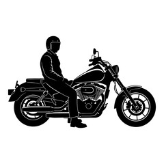 Fototapeta premium Male biker silhouette on motorcycle with helmet