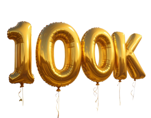 3d gold text with number,100K balonlarla 3D