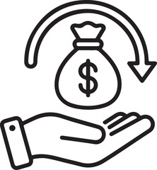Cashback icons set. Money refund symbol. The hand that receives the money return and return on investment - stock vector.
