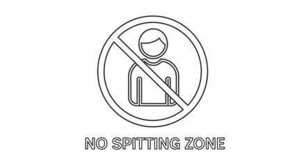 Prohibition Sign Illustrating a No Spitting Zone in an Area for Hygiene and Public Health