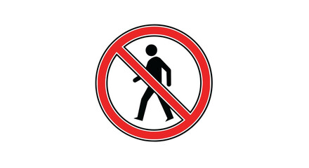Prohibition Sign: No Pedestrians Allowed Symbol With Bold Contrast Against Black Background
