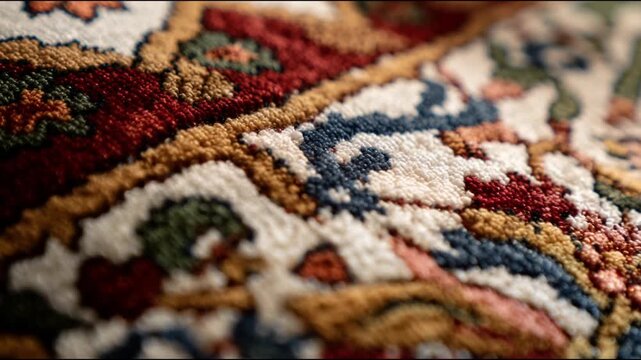 Intricate Woven Pattern: A Close-Up View of a Textured Rug