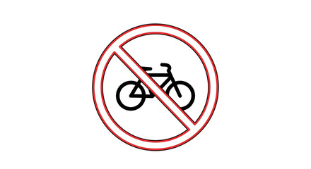 Prohibition Symbol Against Bicycle Illuminated on Stark Black Background For Conceptual Use