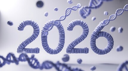 Genetic Future 2026 With Floating DNA Strands And Molecular Design Representing Innovation