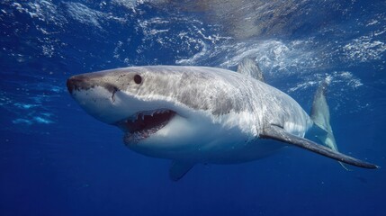 Naklejka premium Colorful clouds swirl overhead as the sun sets casting an enchanting glow on the horizon.