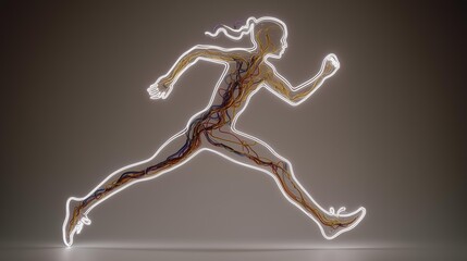 Suspended fragmented figure in motion through a dynamic 10-minute mat