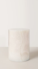 Single Beige Marble Pedestal for Minimal Product Scene