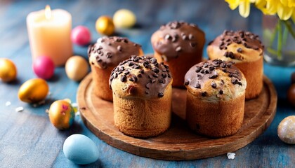 Rustic Homemade Mini Cakes Kulich With Chocolate Chips Easter Holiday