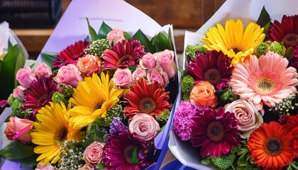Obraz premium Colorful Flower Bouquets Displayed
