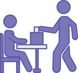 Colored Election Icon. Vector Illustration. Voter Voting for Their Candidate. Person Sitting at a Table and Observing the Voting
