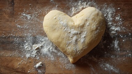 A heart-shaped pastry with powdered sugar on top. Concept of warmth and love, as the heart shape is often associated with affection and care. The powdered sugar adds a touch of sweetness