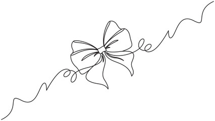 Elegant single line drawing of a ribbon bow, perfect for minimalist designs