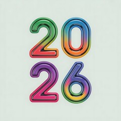 Vibrant 3D Number 2026 Designed with Multicolor Gradient for the Future Year Concept