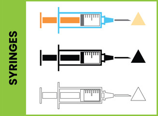Modern Medical Syringes Vector Illustration in Multiple Design Styles