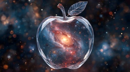 Red apple in water glass with fresh fruit on white background for healthy diet