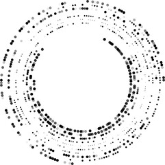 Balanced circular pattern integrating both line and dot elements distributed in radial symmetry.