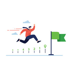 Fototapeta premium Achieving ambitious business goals through strategic planning and swift execution of objectives.