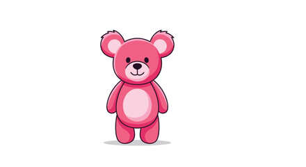 Obraz premium This adorable pink teddy bear stands with its arms raised in a playful gesture.