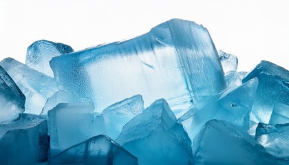 Broken Ice Wall Isolated On White Background