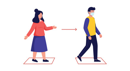 Obraz premium Maintaining safe distance between people during a pandemic.