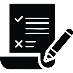 Checklist with Pencil Icon task cross document paper writing note planning business symbol sign form survey