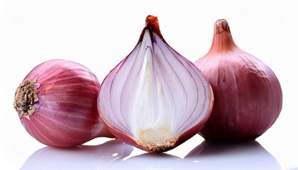 Fototapeta premium Fresh Shallot Bulbs Half Cut Closeup