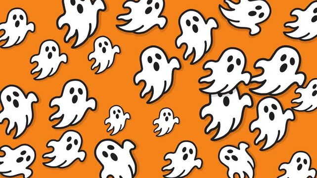 Ghosts pattern halloween background. Perfect for seasonal designs like invitations, greeting cards, social media posts, and childrens illustrations.
